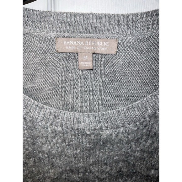 Banana Republic Sweater Womens M Crewneck Grey Merino Italian Yarn Textured - Picture 3 of 8